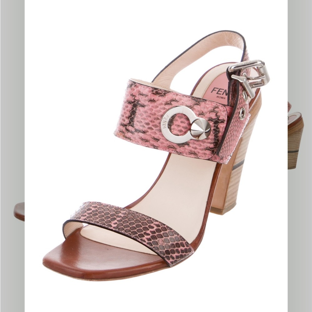 Fendi snakeskin ankle strap sandals